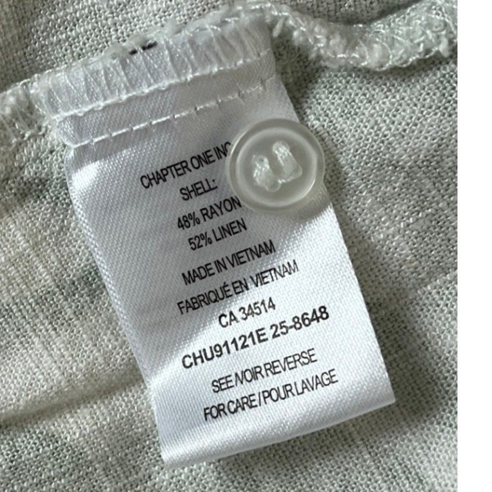 Sage Green Floral Linen Blend Smocked Puff Sleeve Blouse Size Large - Picture 5 of 10